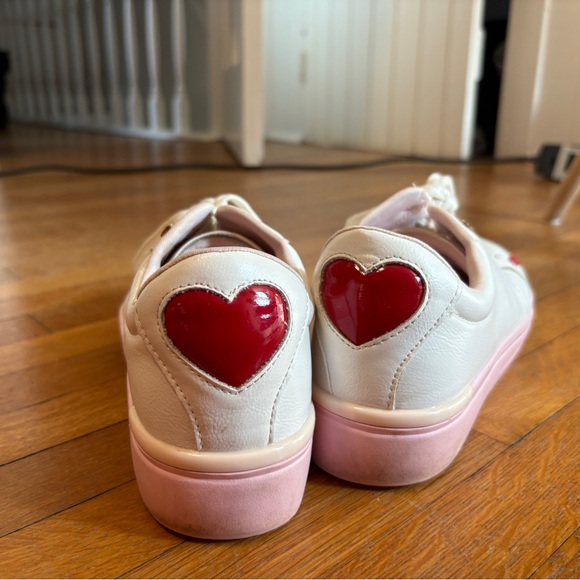 Women’s White and Pink Heart Sneakers - Picture 4 of 9